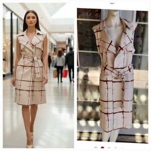 Bellivera  Faux Suede Printed Sleeveless Trench‎ Coat, Lightweight